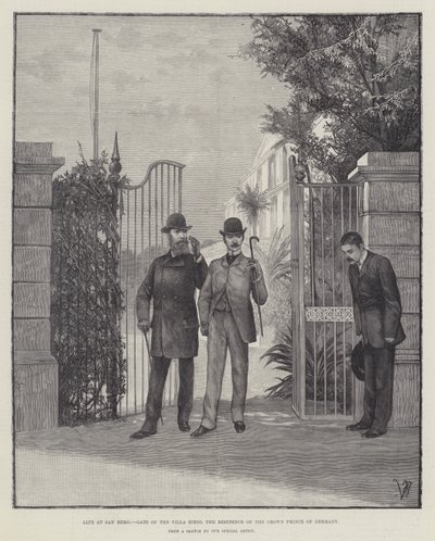 Vita a San Remo, cancello della Villa Zirio, residenza del principe ereditario di Germania da Richard Caton Woodville junior
